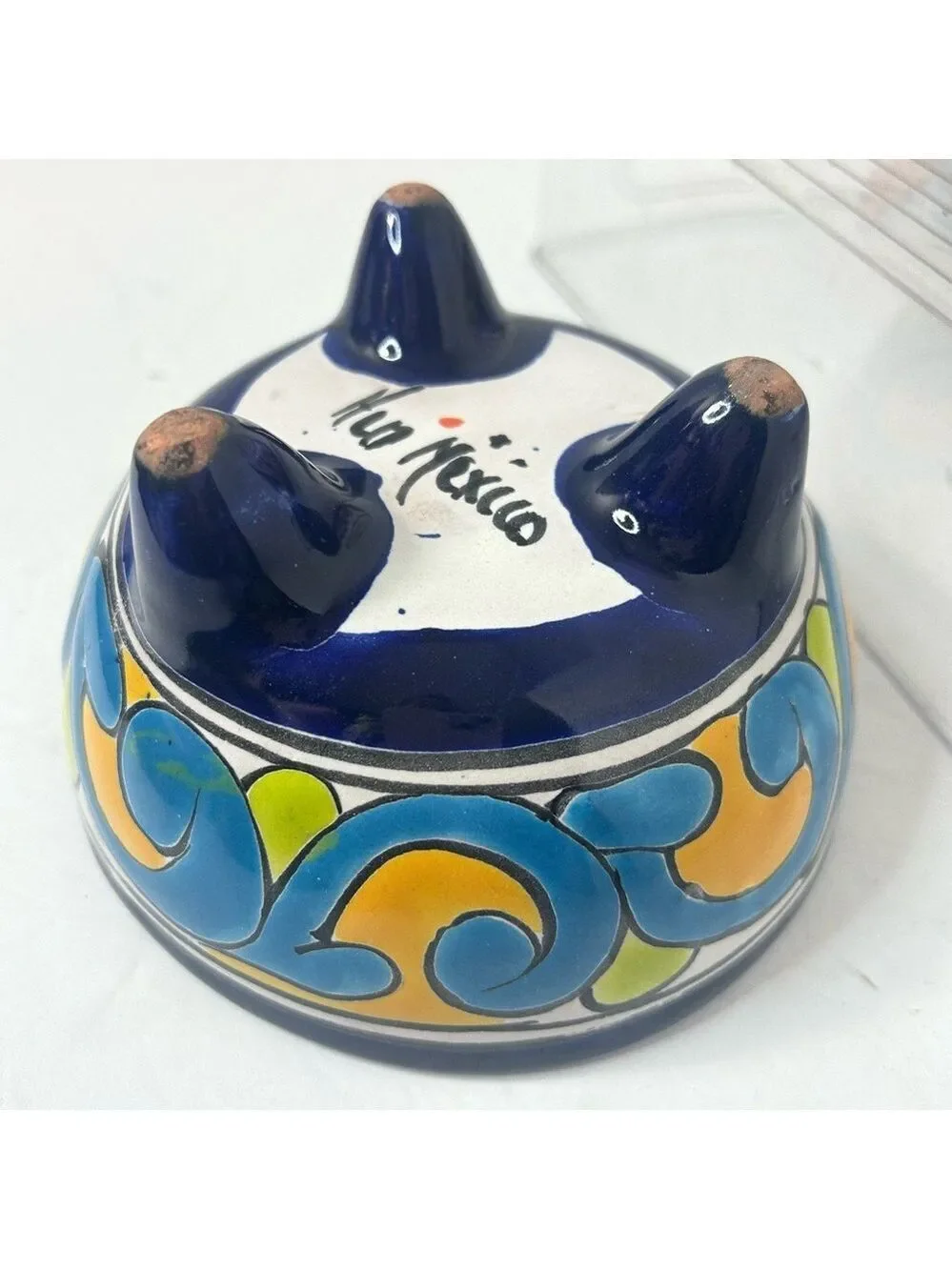 Talavera Mexican Pottery Set of Two Trinket Dishes Handpainted Signed Floral